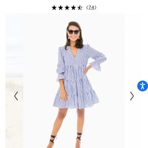 Tuckernuck Pomander Place Blue and White Stripe Cotton Poplin Kenzo Dress - M